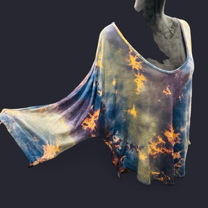 Madeline Sparklestein Tie Dye Batwing Top Womens XL Oversized Boho Long Sleeve